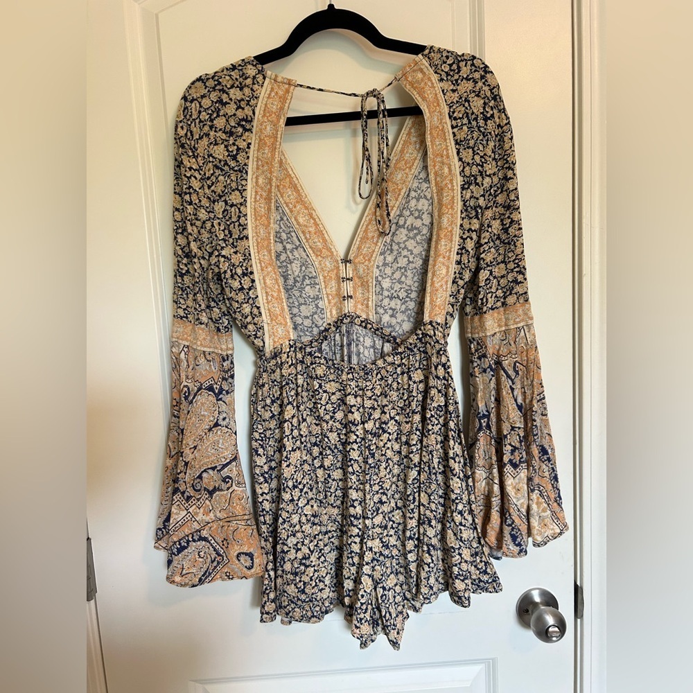 Free People Floral Boho romper Dress with Bell Sleeves - Picture 5 of 7